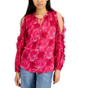 Willow Drive Ruffled Cold Shoulder Top